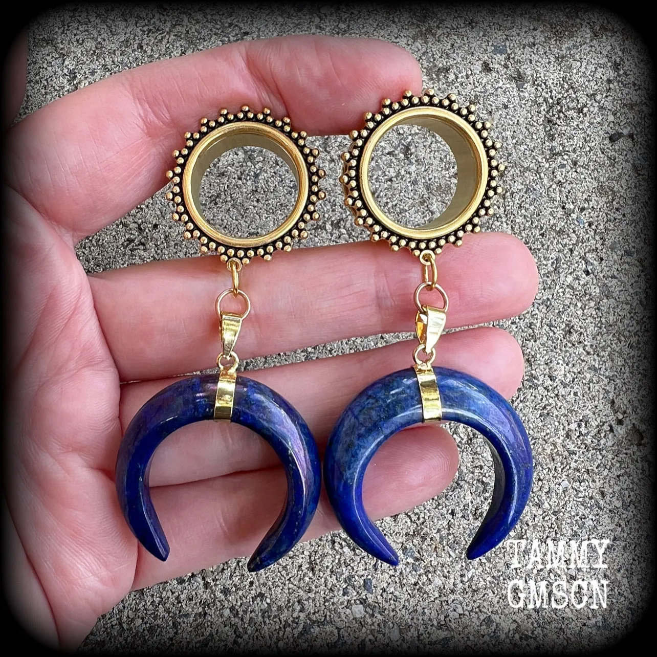 Lapis lazuli tunnel dangles-Boho tunnels