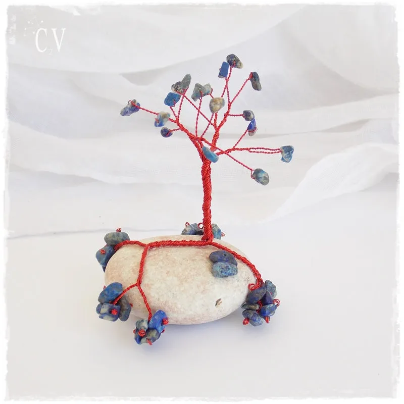 Lapis Lazuli Wire Tree Sculpture