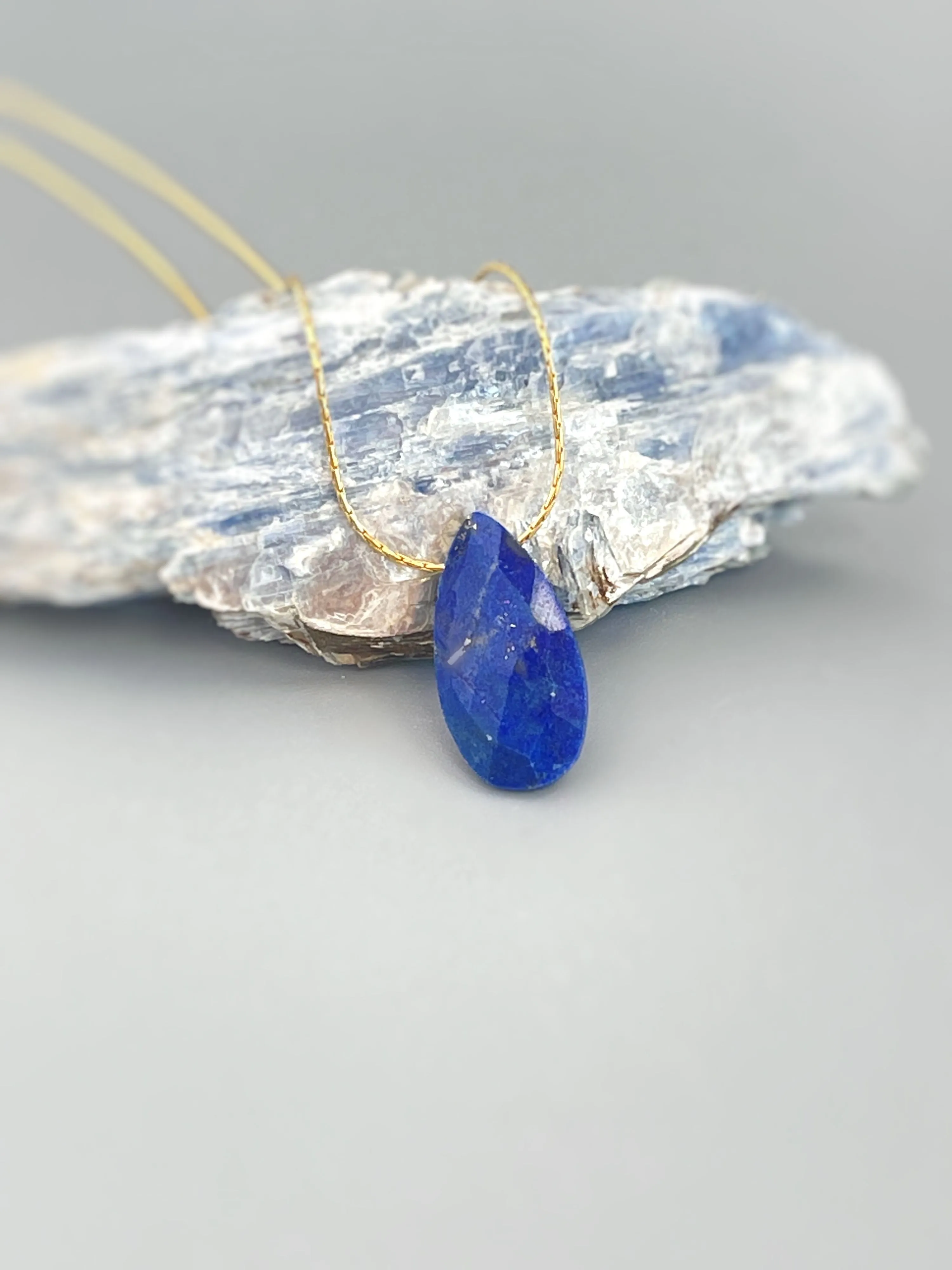 Lapis Necklace Gemstone Solitaire Necklace