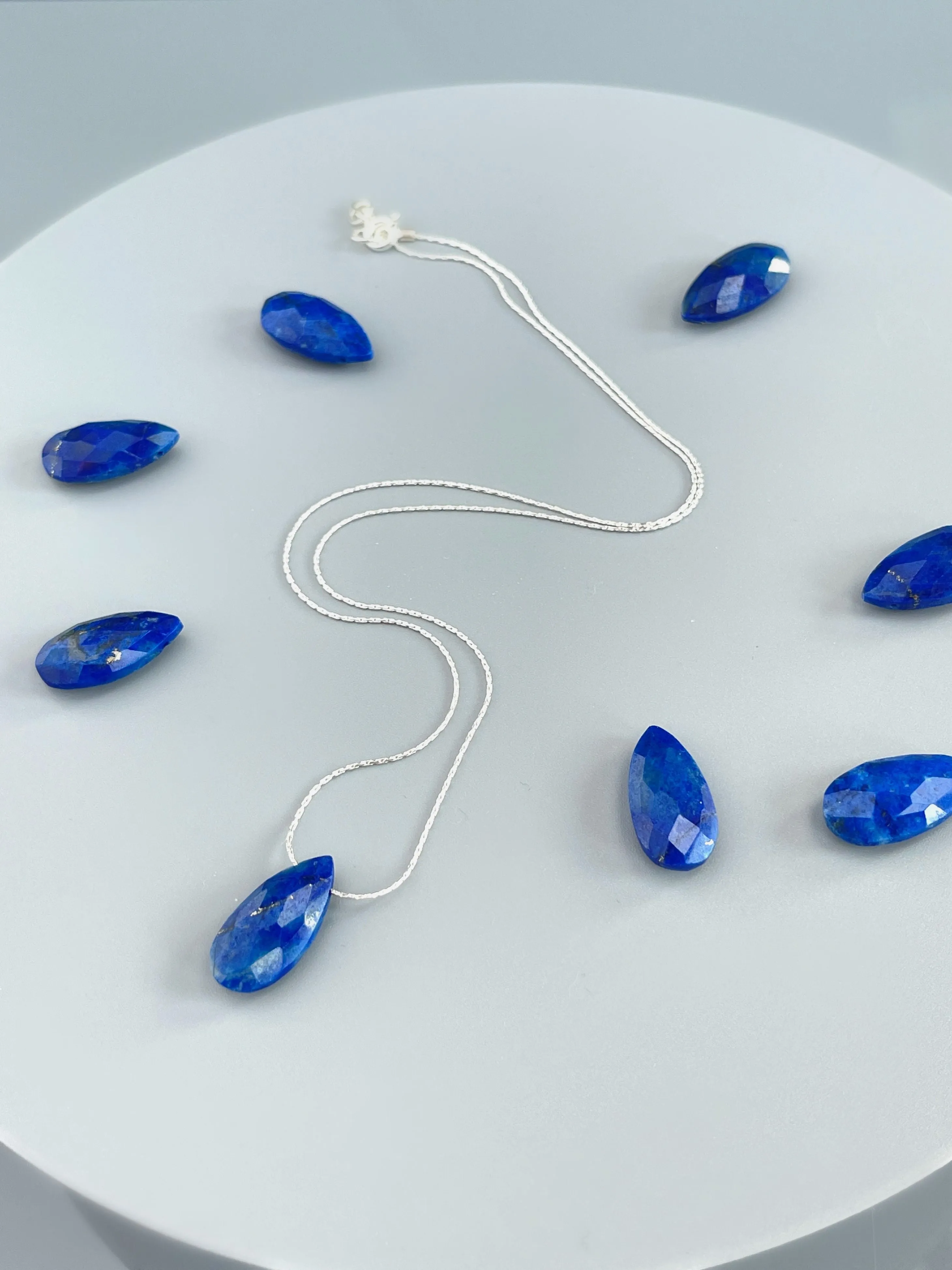 Lapis Necklace Gemstone Solitaire Necklace