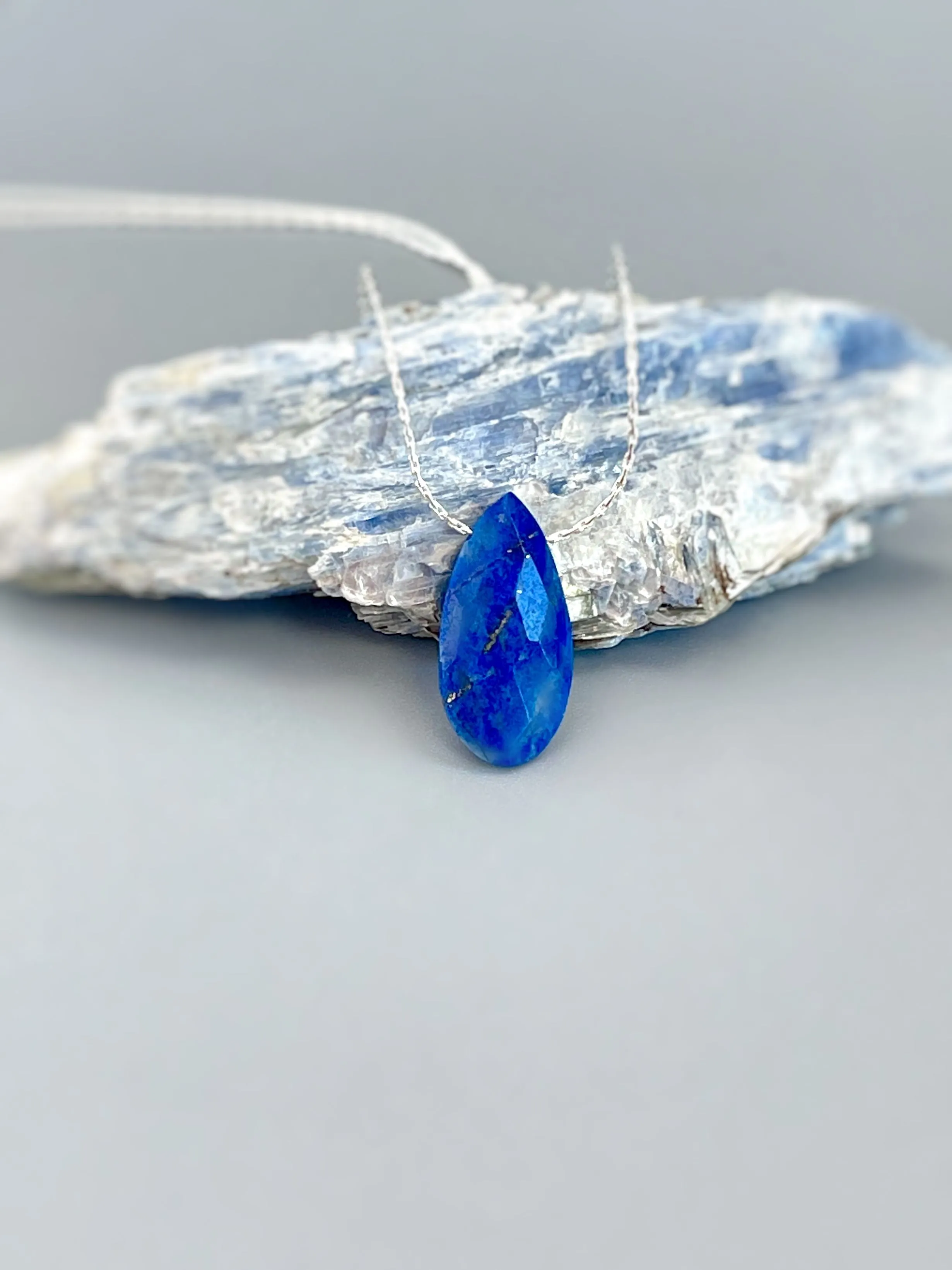 Lapis Necklace Gemstone Solitaire Necklace