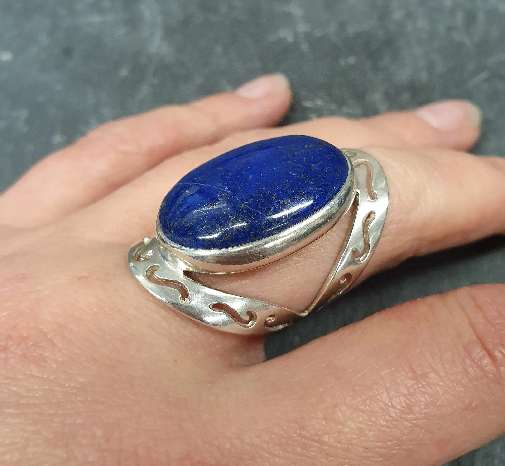 Lapis Ring - Large Blue Ring - Vintage Statement Ring