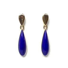 Lapis Tear Drop Inlaid Dangle Earrings