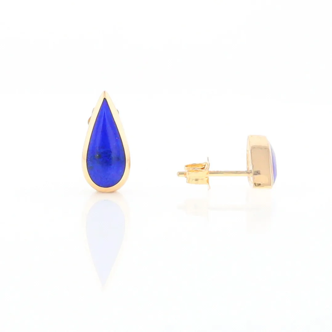 Lapis Tear Drop Inlaid Earrings