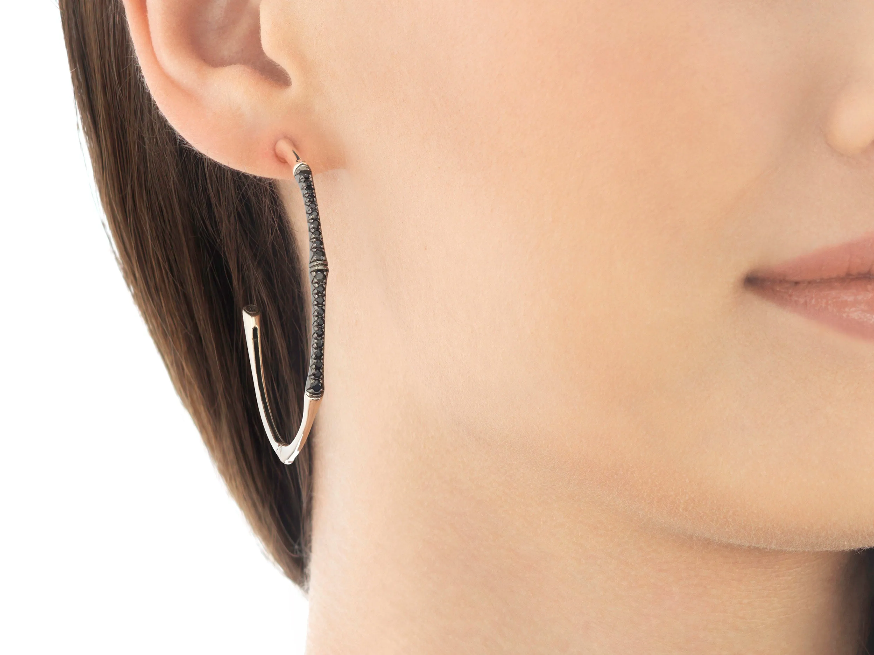 Large Hoop Earring with Black Sapphire