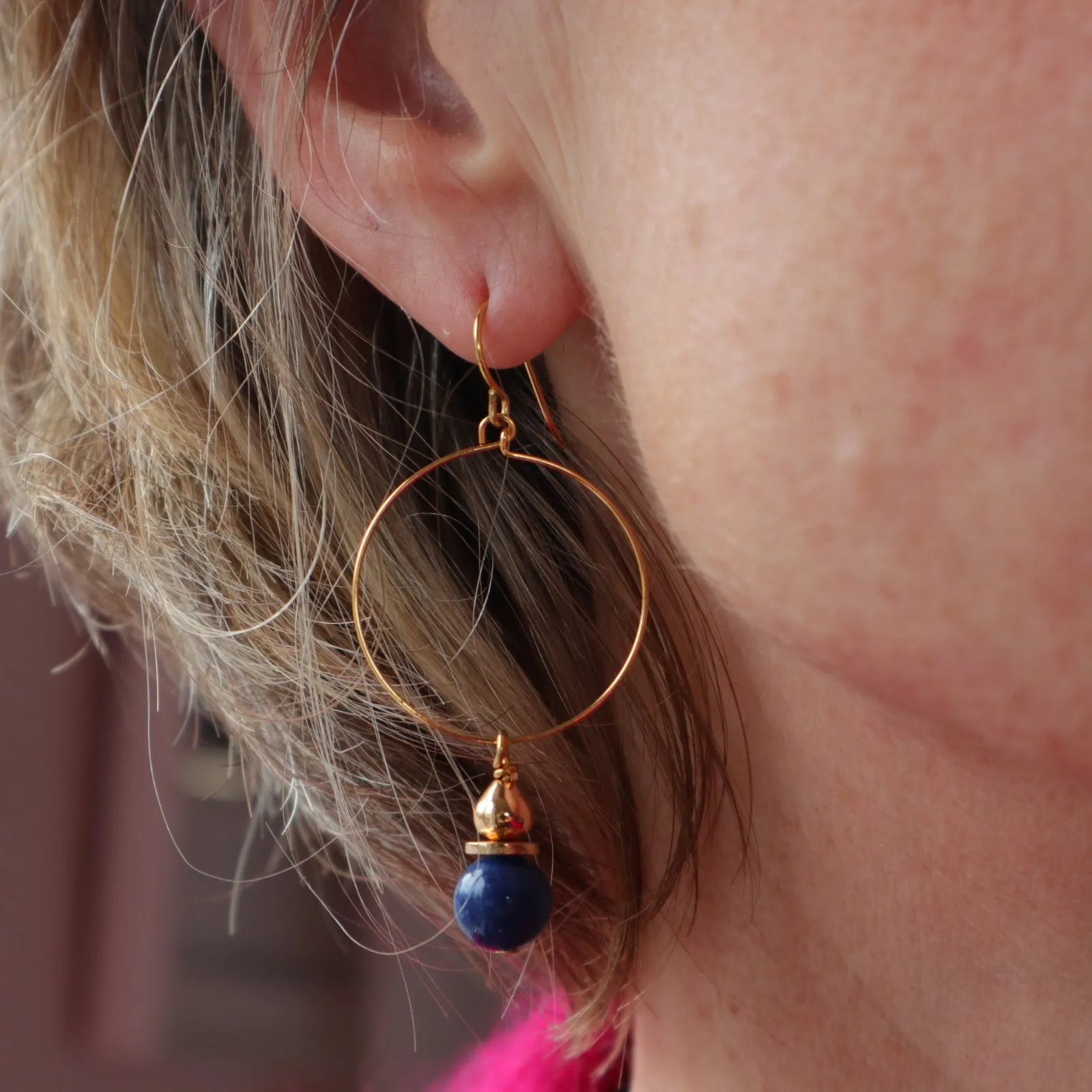 Large Lapis Lazuli Hoop Earrings