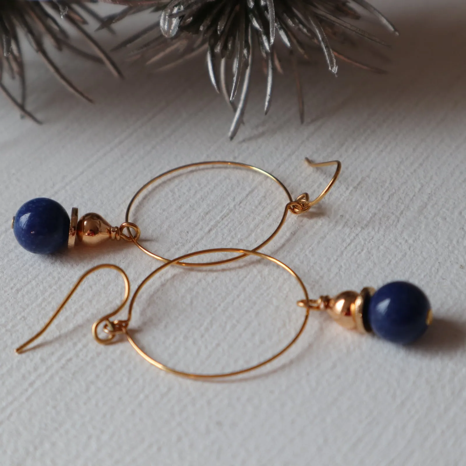 Large Lapis Lazuli Hoop Earrings