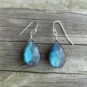 Large Pear Shaped Labradorite Earrings