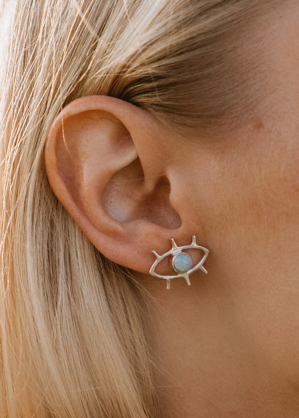 Larimar Eyes Stud Earrings