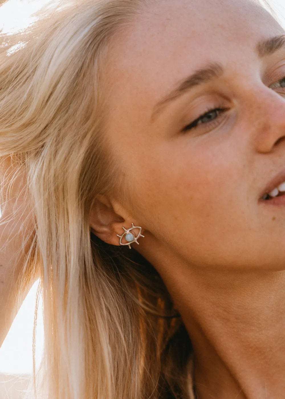 Larimar Eyes Stud Earrings