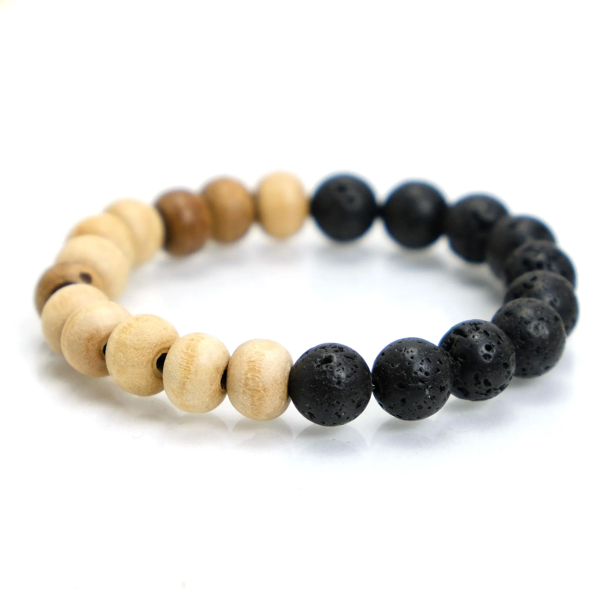 Lava Stone and Tulsi Wood Stretch Bracelet