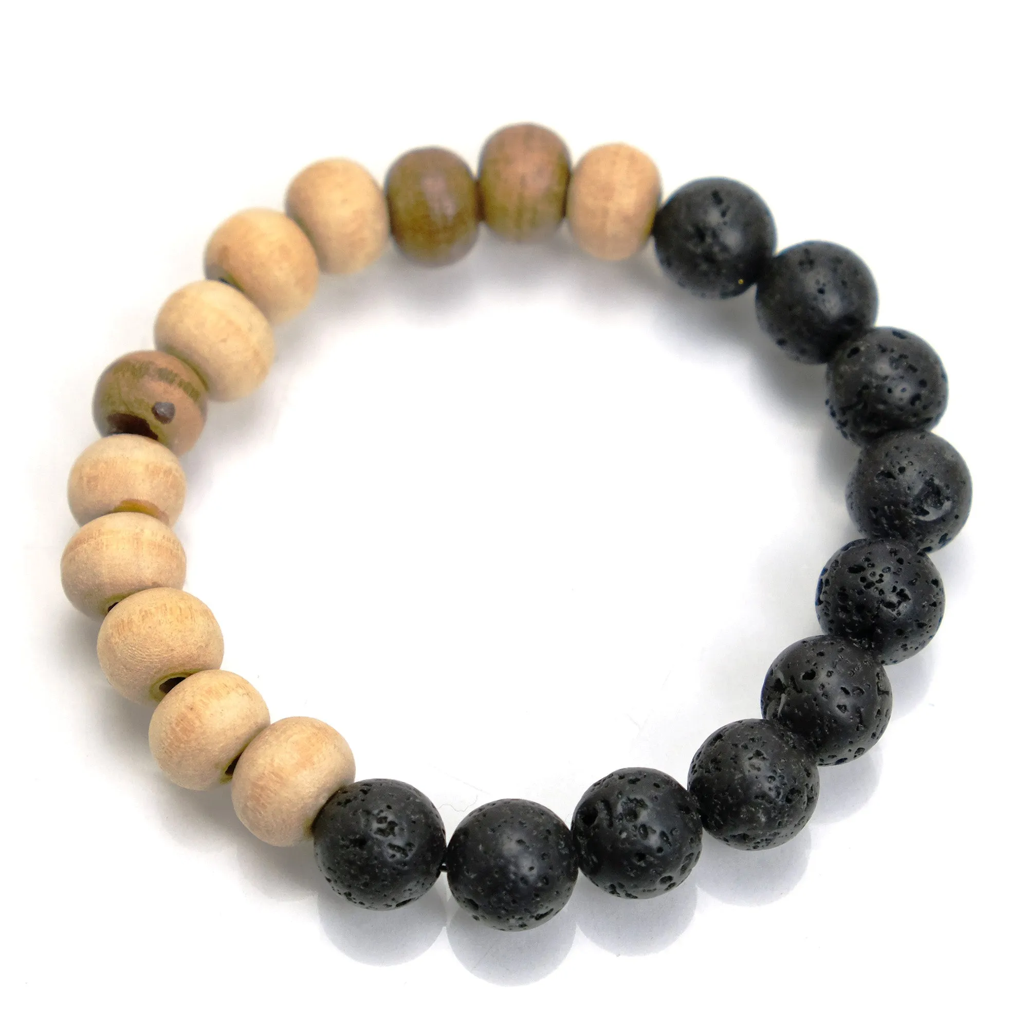 Lava Stone and Tulsi Wood Stretch Bracelet