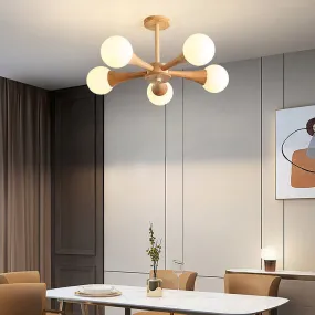 LED Modern Simple 5-light Wood Pendant Light