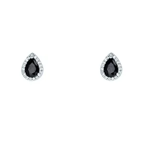 Lina Black Pear Halo CZ Earrings | 1.5ct