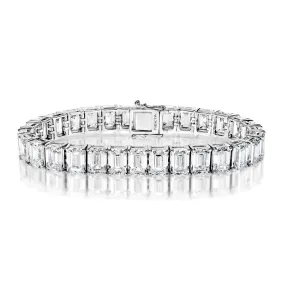 Linelle 46 Carat Emerald Cut Lab-Grown Diamond Tennis Bracelet in 14k White Gold