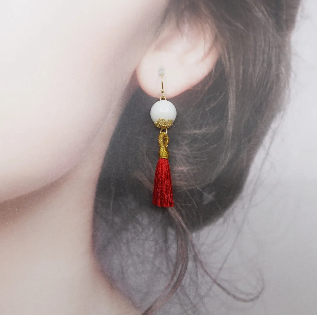 Little Gemstone Silk Tassel Earrings