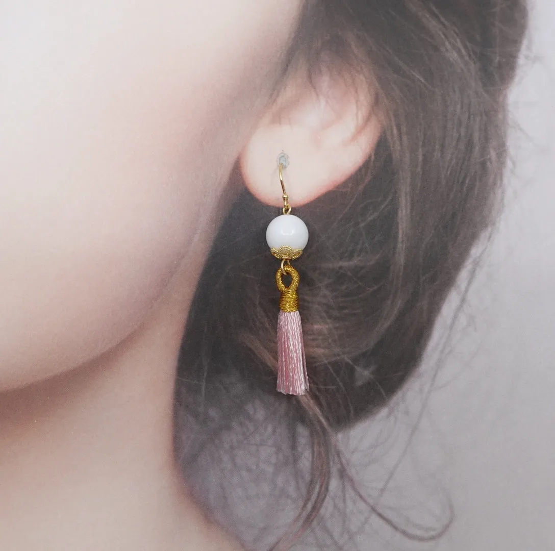 Little Gemstone Silk Tassel Earrings