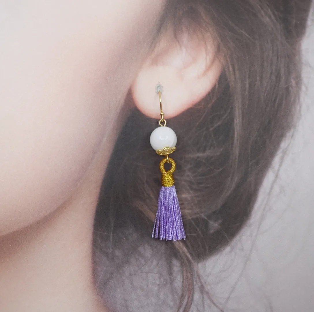 Little Gemstone Silk Tassel Earrings