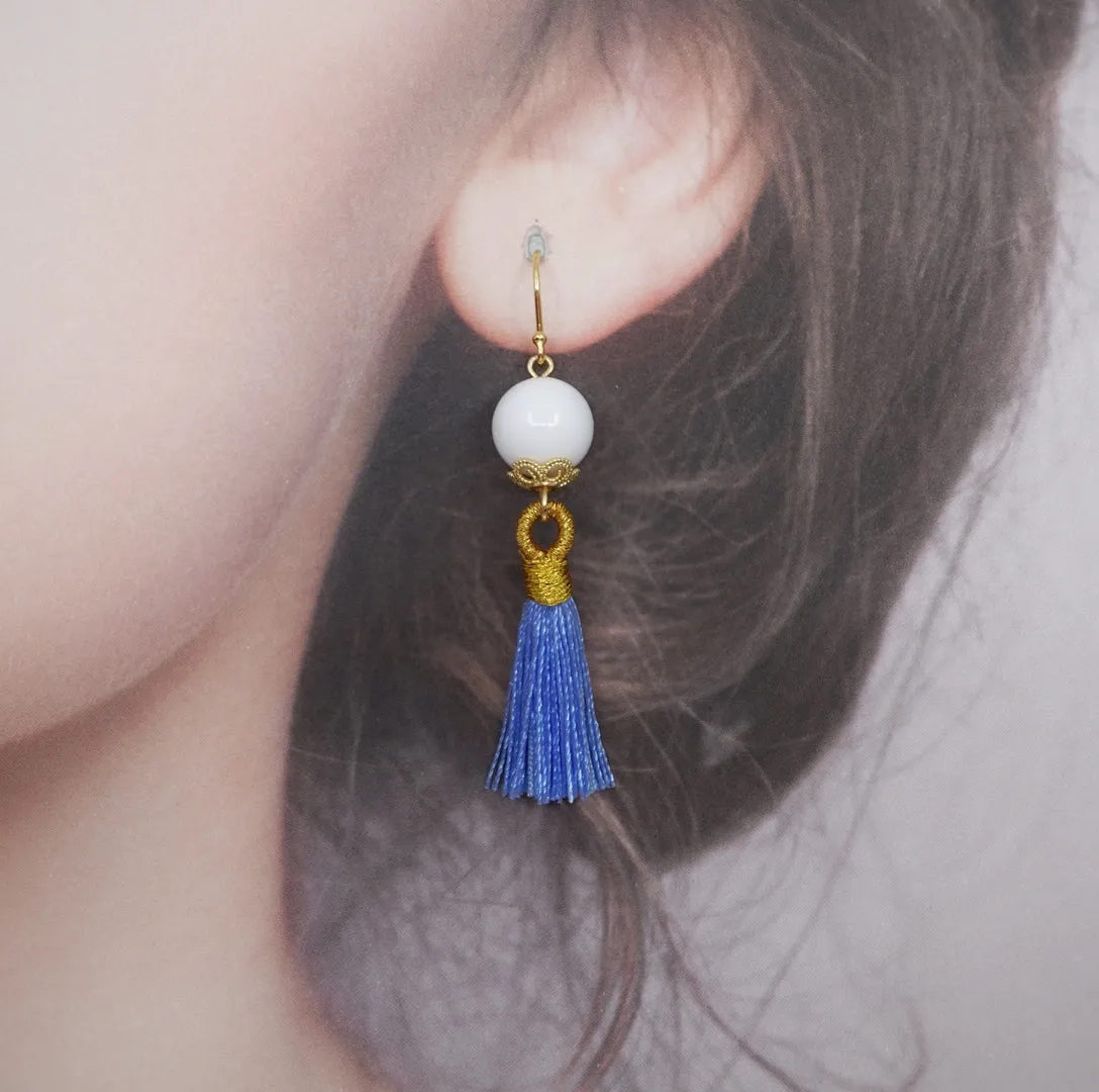 Little Gemstone Silk Tassel Earrings