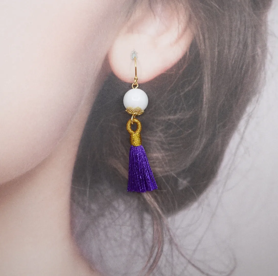 Little Gemstone Silk Tassel Earrings