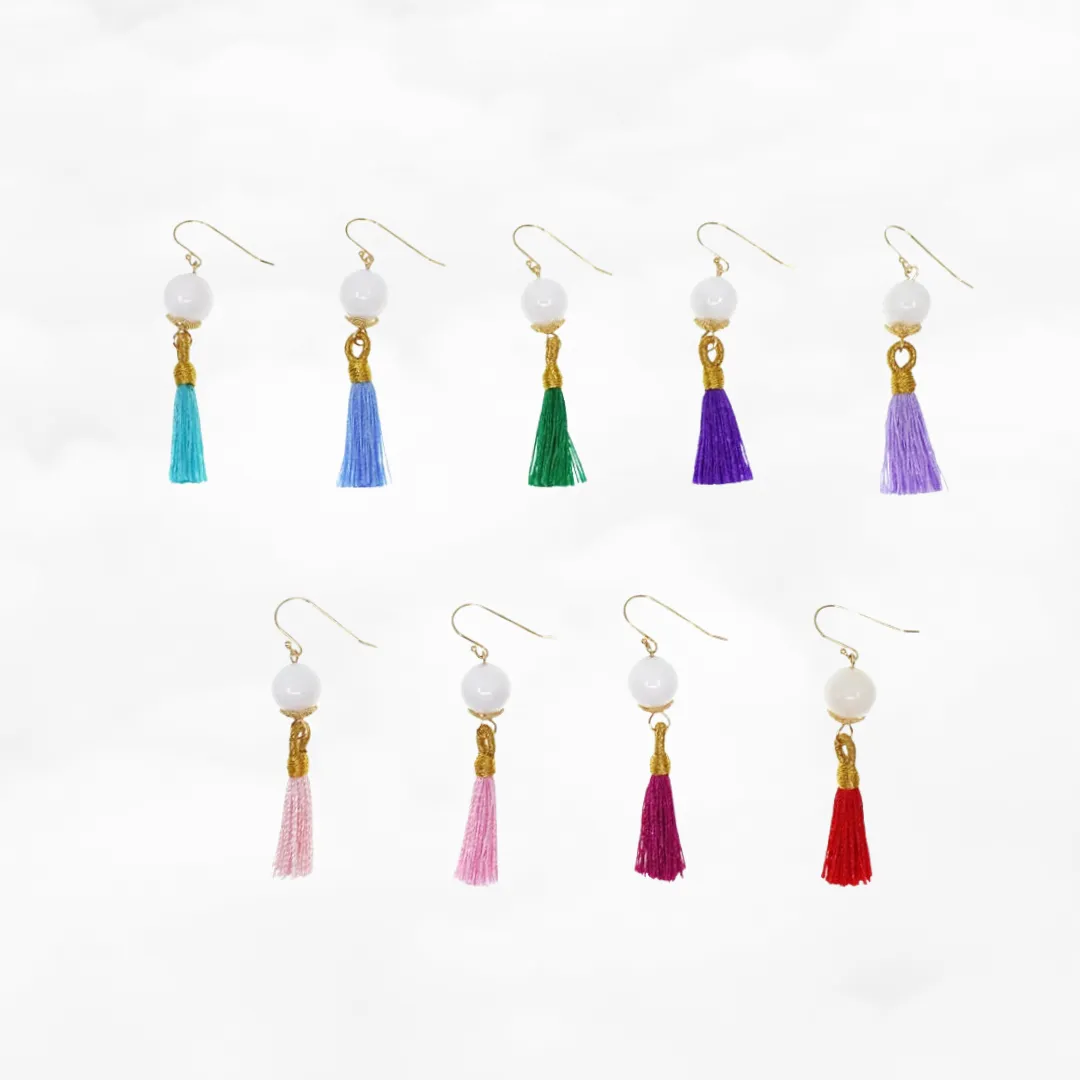 Little Gemstone Silk Tassel Earrings