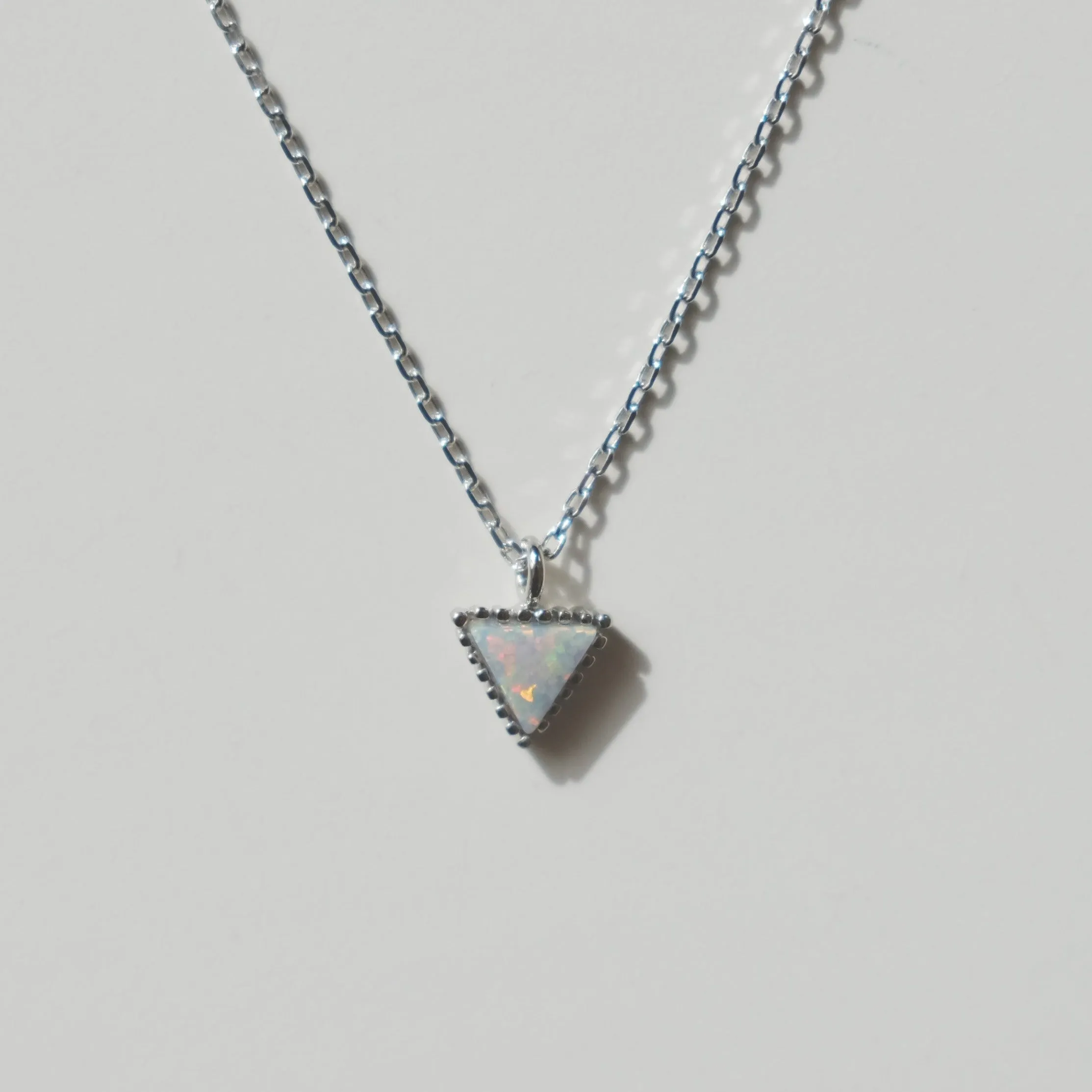 Little Triangle White Opal Necklace