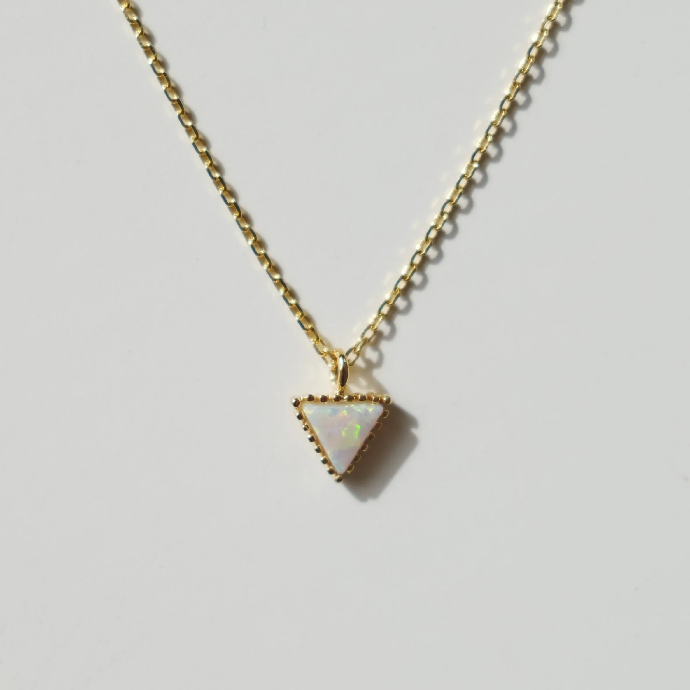 Little Triangle White Opal Necklace