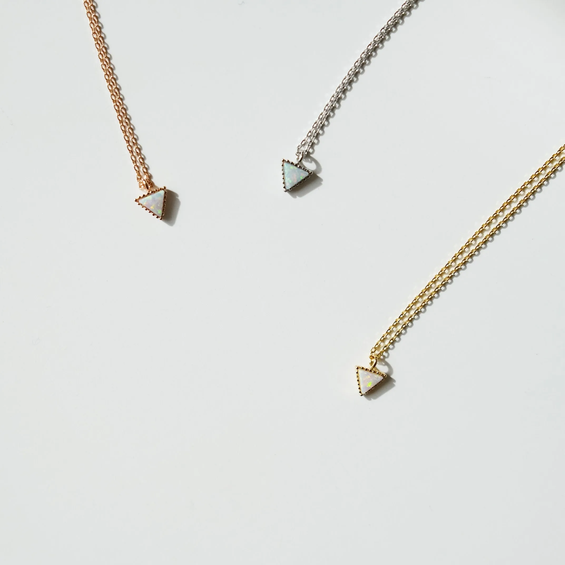 Little Triangle White Opal Necklace