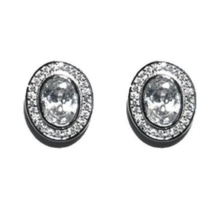 Luisa Vintage Oval Halo Stud Earrings | 3ct