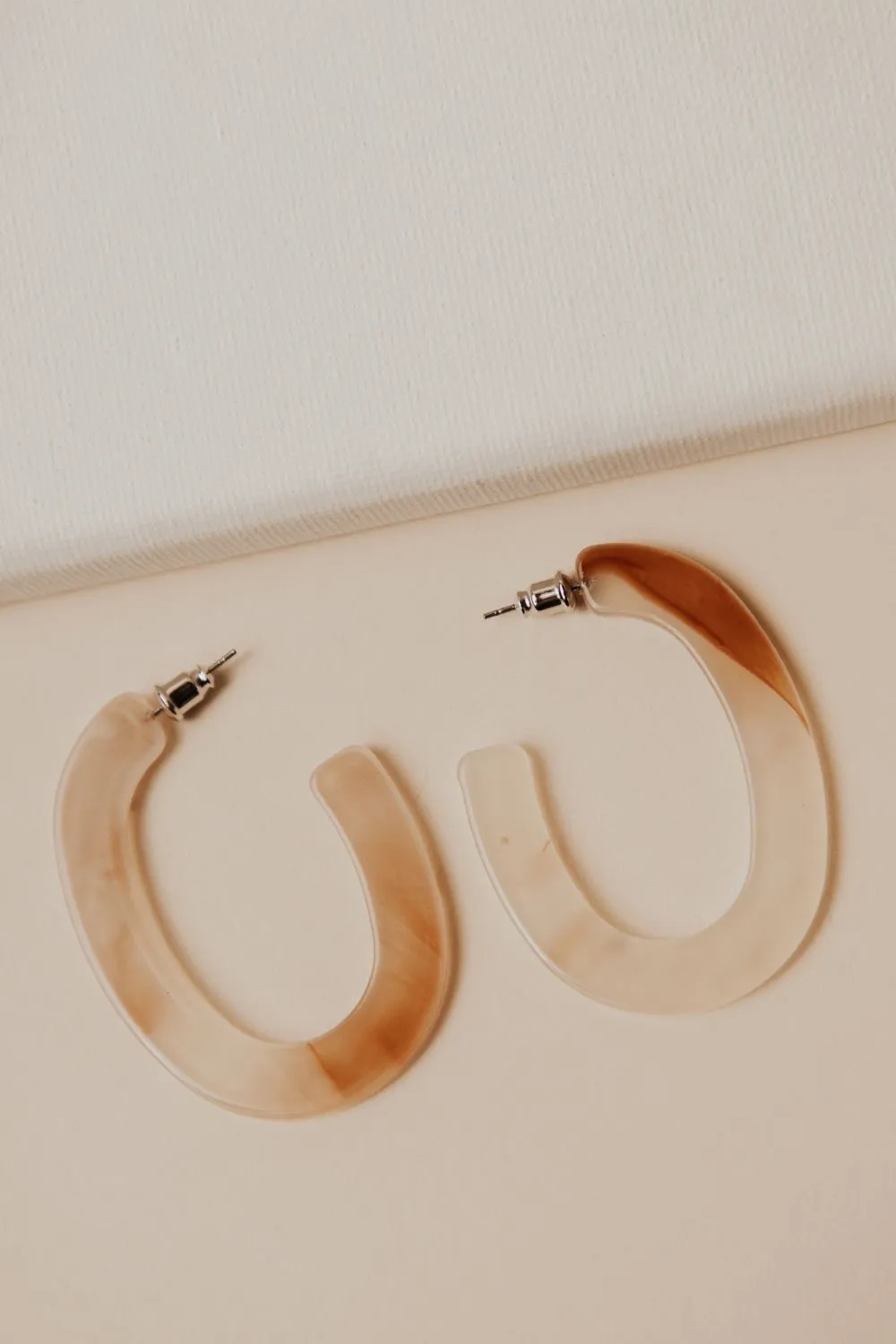 Marble Pattern Hoop Earrings in Pink