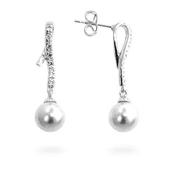 Matia 8mm Pearl Drop CZ Dangle Earings