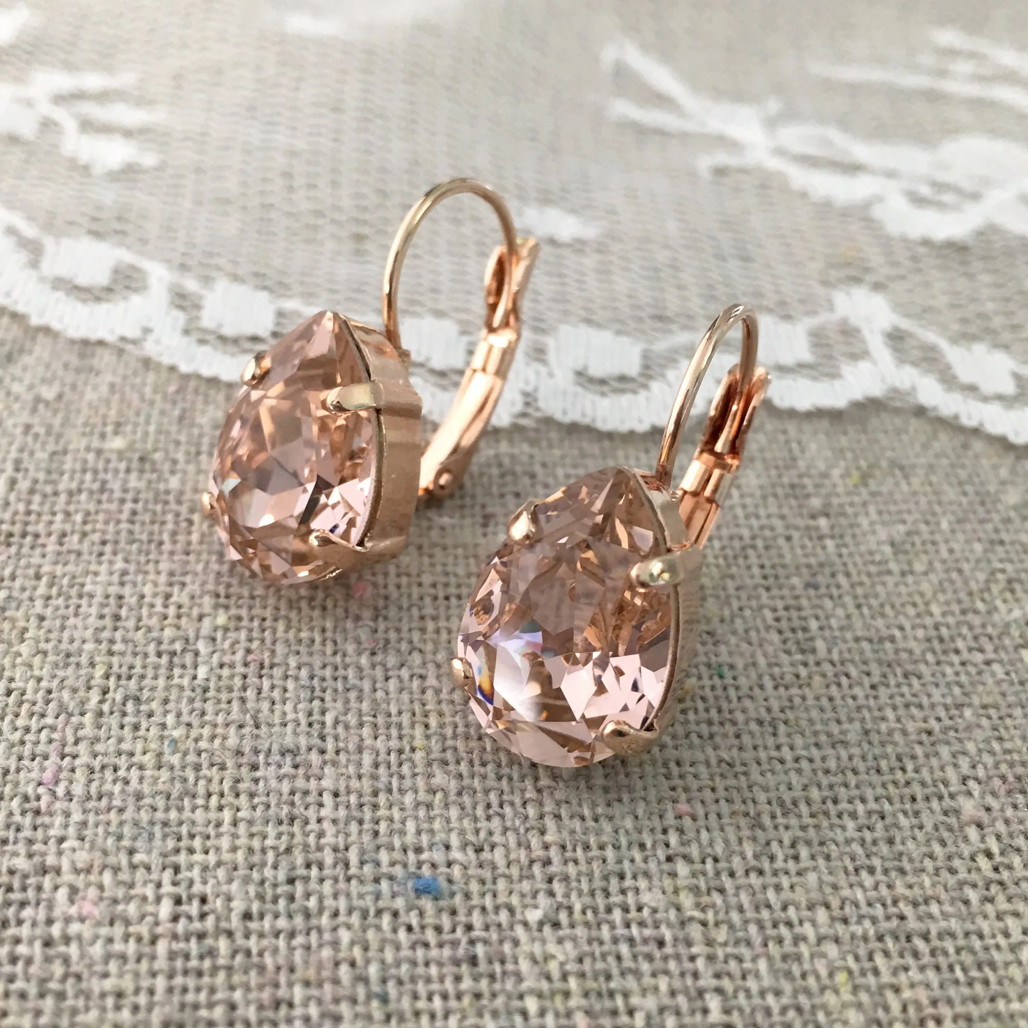 Medium Pear Leverback Earrings