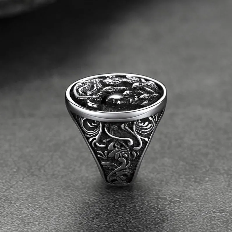 Medusa Snake Hair Ring Greek Mythology Signet Ring