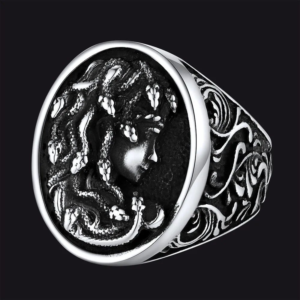 Medusa Snake Hair Ring Greek Mythology Signet Ring