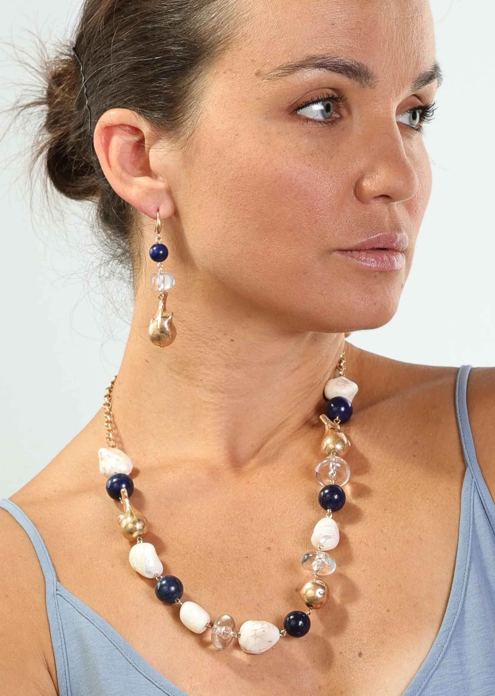 Merx - Lapis & Nugget Drop Earring