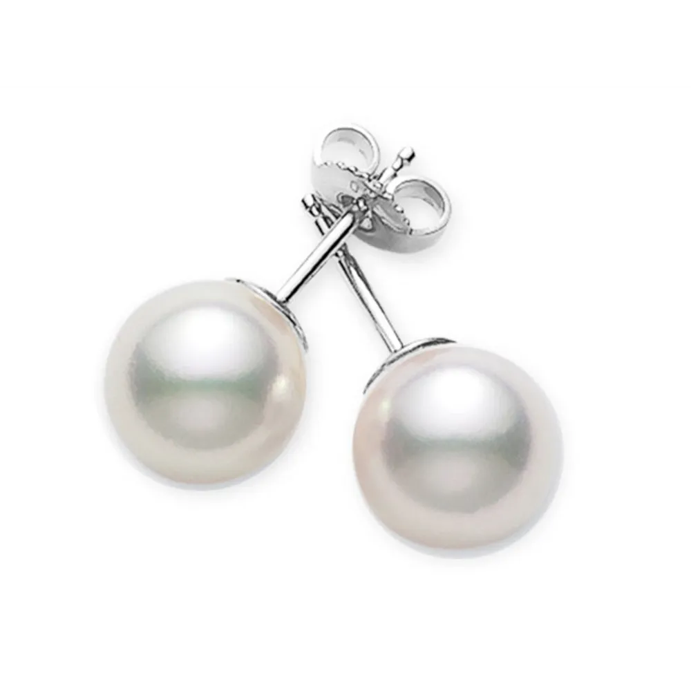 Mikimoto 18K White Gold 7.5mm Pearl Stud Earrings