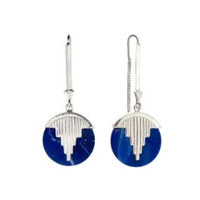 MINI AURORA PENDULUM EARRINGS - LAPIS LAZULI - SILVER