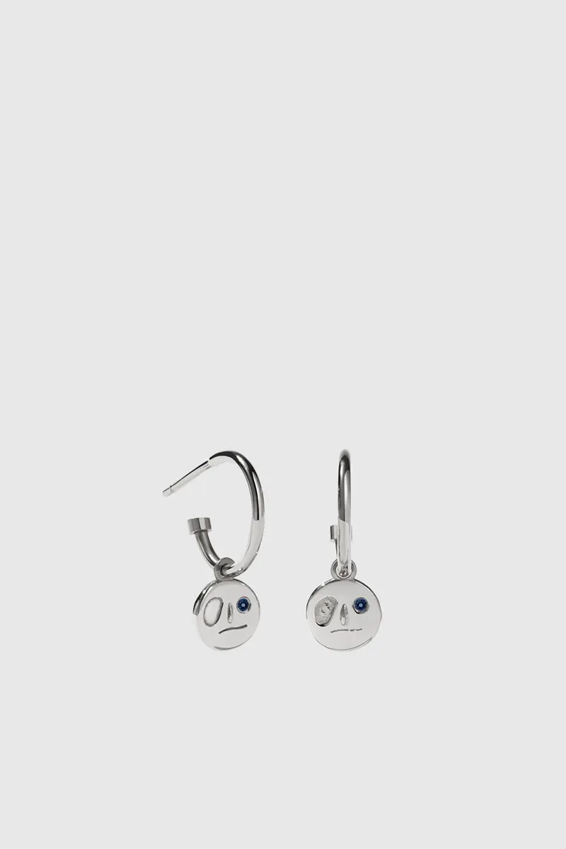 Miro Signature Hoops - Sterling Silver / Blue Sapphire