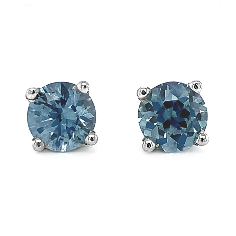 Montana Sapphire White Gold Basket Stud Earrings - "Frost"