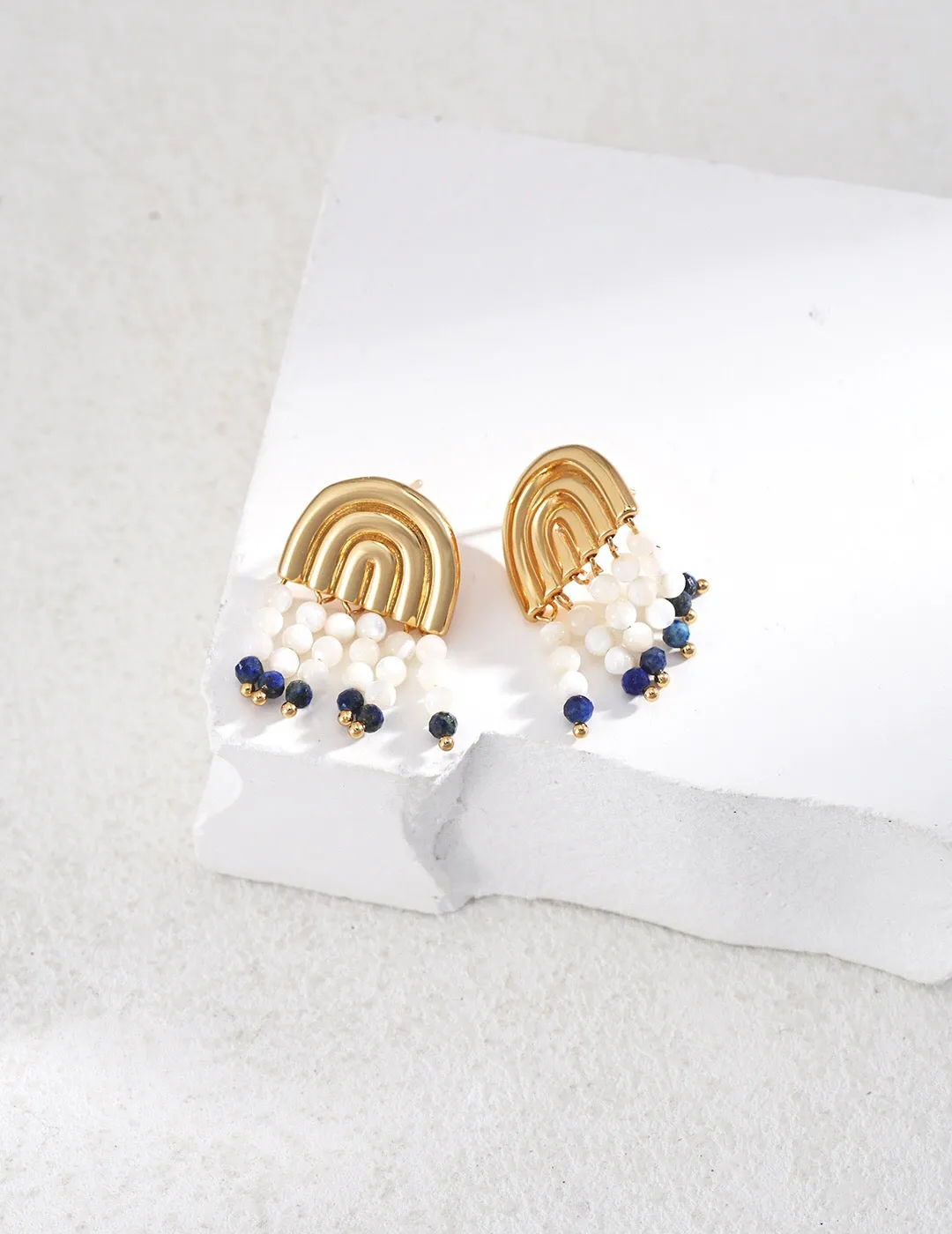 Mother-of-Pearl Lapis Lazuli Earrings