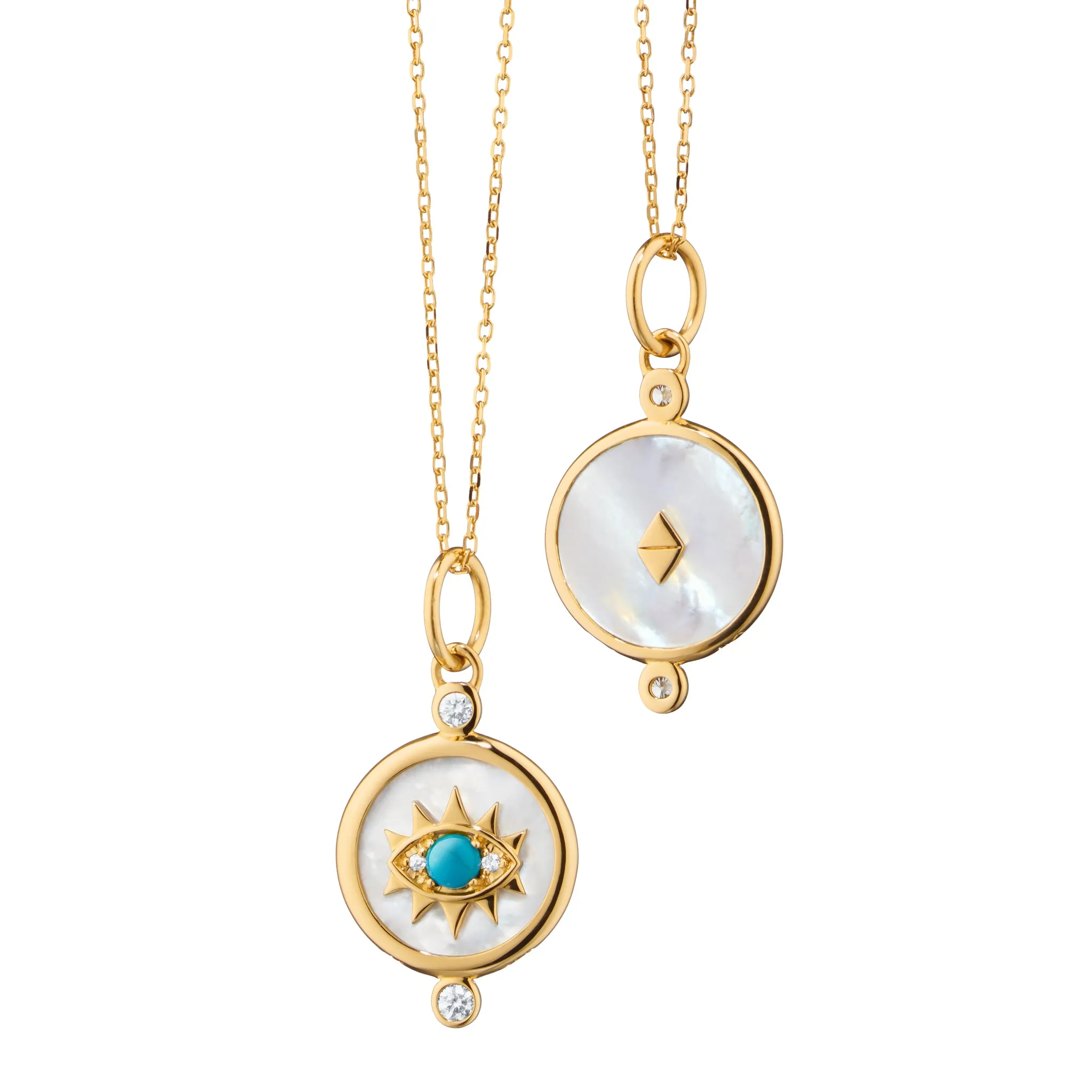 Mother of Pearl Mini "Protect" 18K Gold Evil Eye Charm