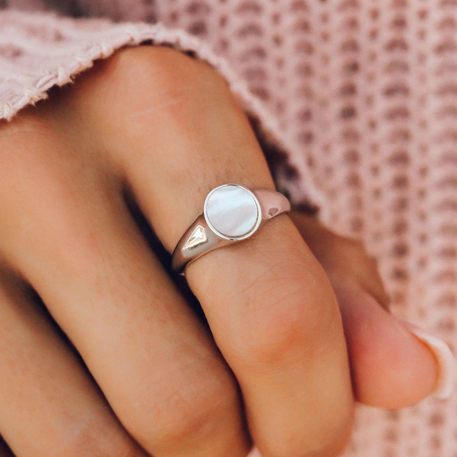 Mother of Pearl Signet Ring