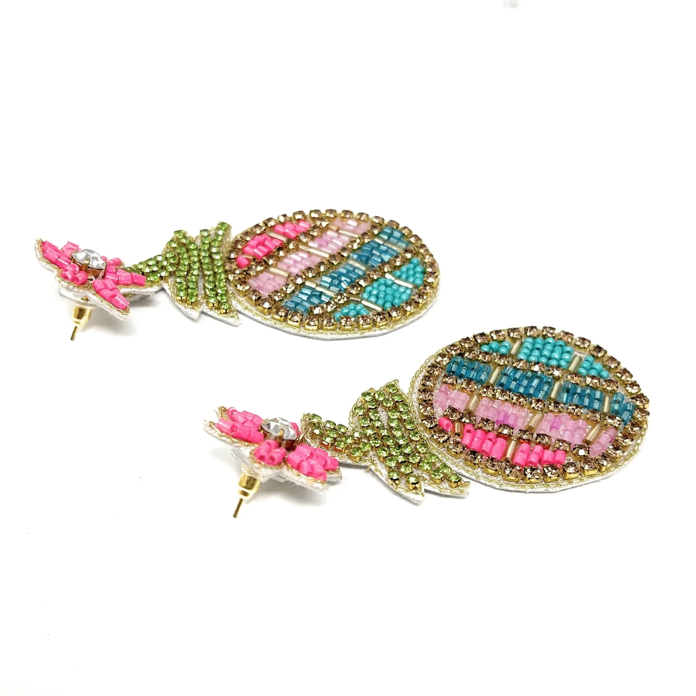 Multicolor Pineapple Beaded Earrings