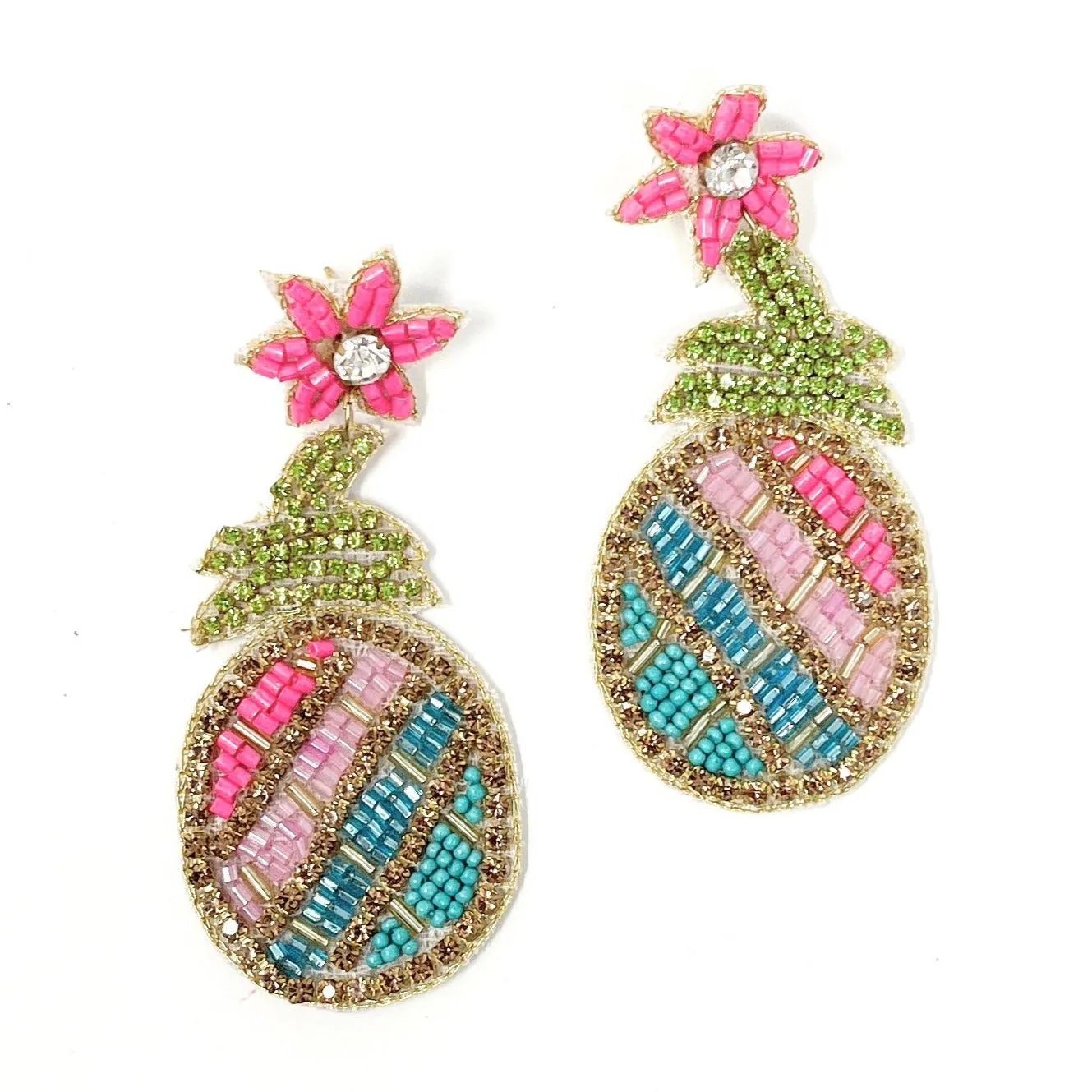 Multicolor Pineapple Beaded Earrings