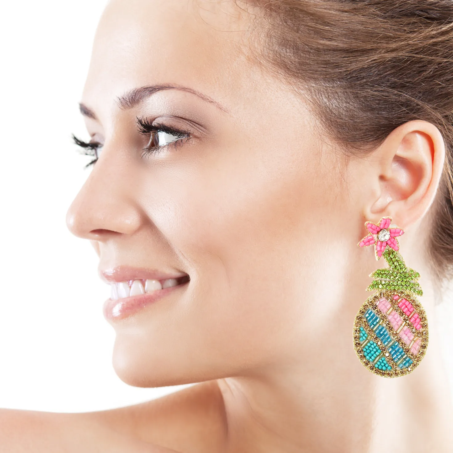 Multicolor Pineapple Beaded Earrings