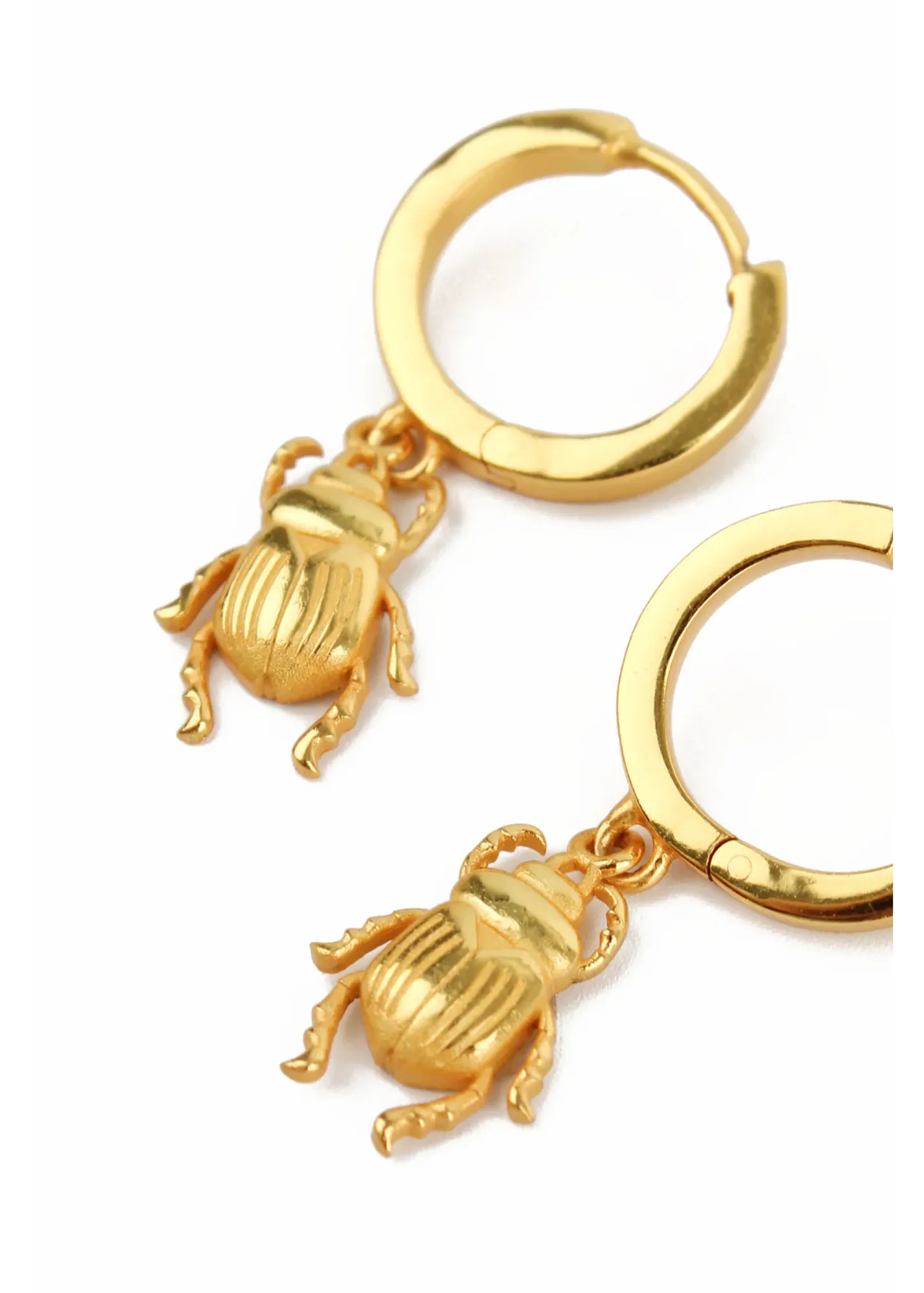 My Doris - Gold Beetle Charm Huggie Hoop Earrings