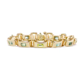 Narrow Link Bracelet with Emerald-Cut Birthstones