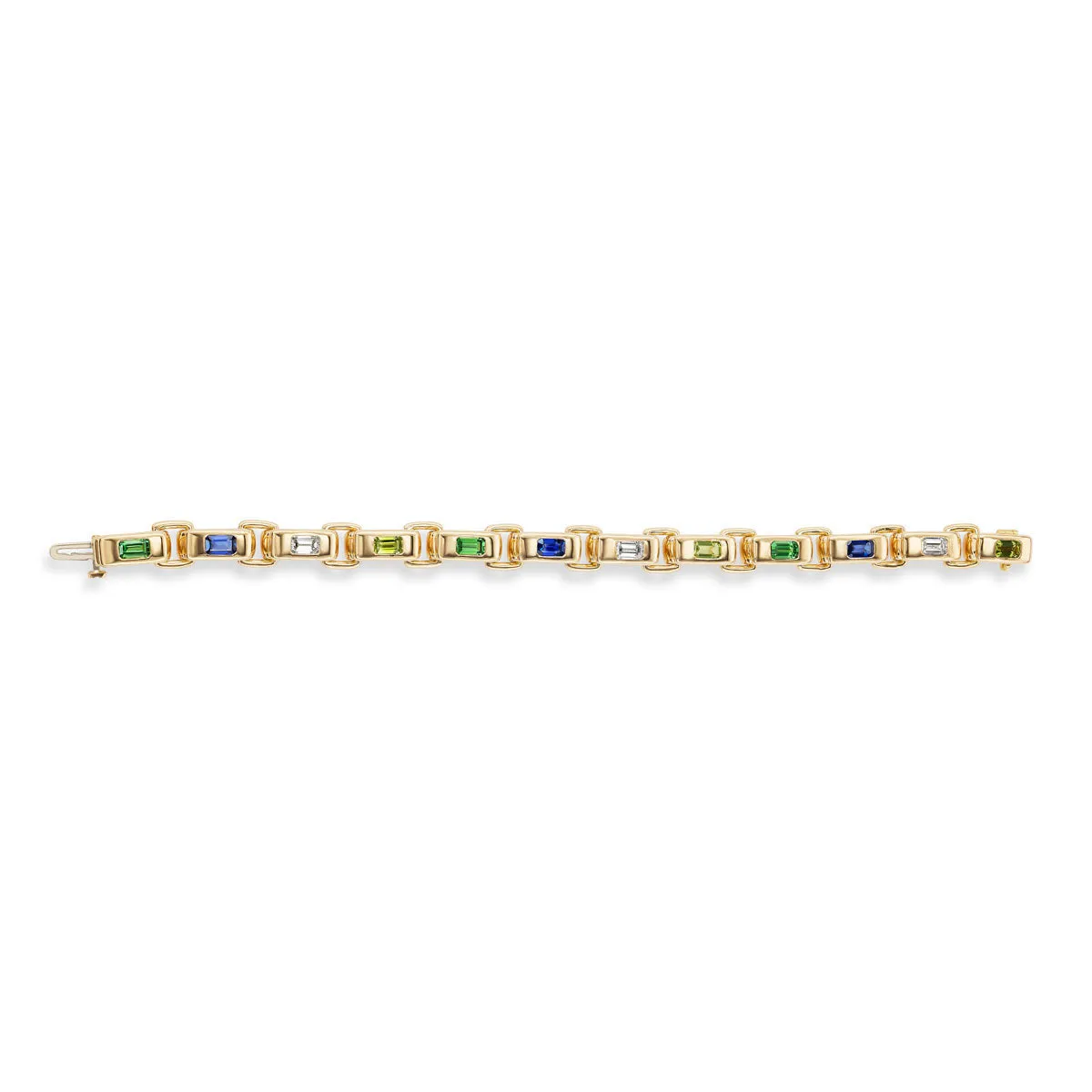 Narrow Link Bracelet with Emerald-Cut Birthstones