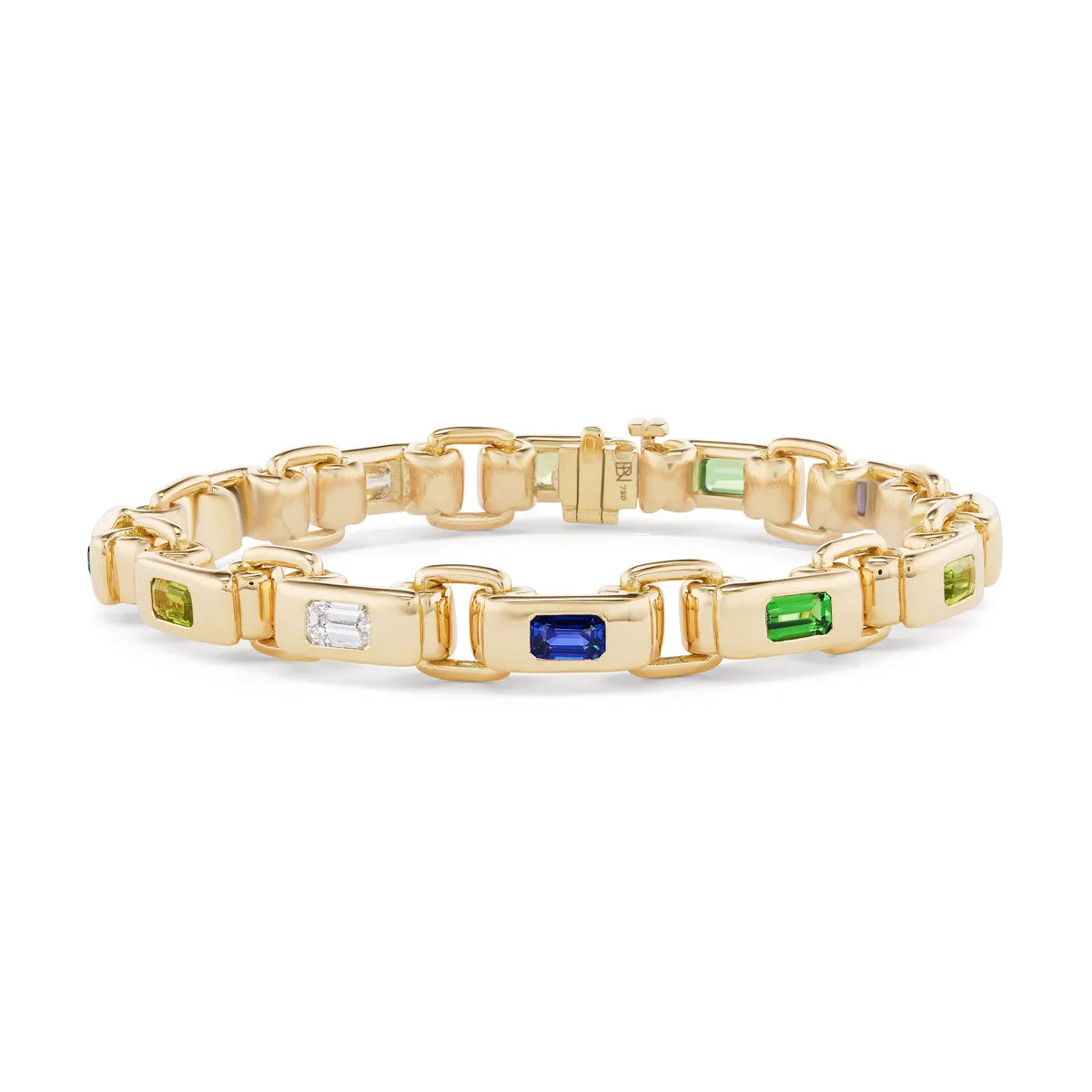 Narrow Link Bracelet with Emerald-Cut Birthstones