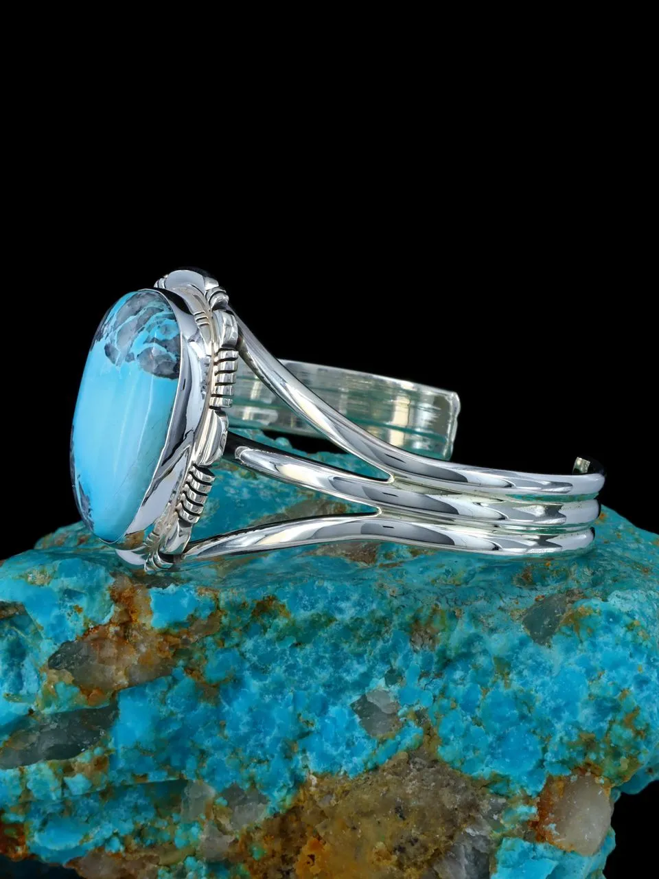 Native American Jewelry Natural Blue Moon Turquoise Cuff Bracelet